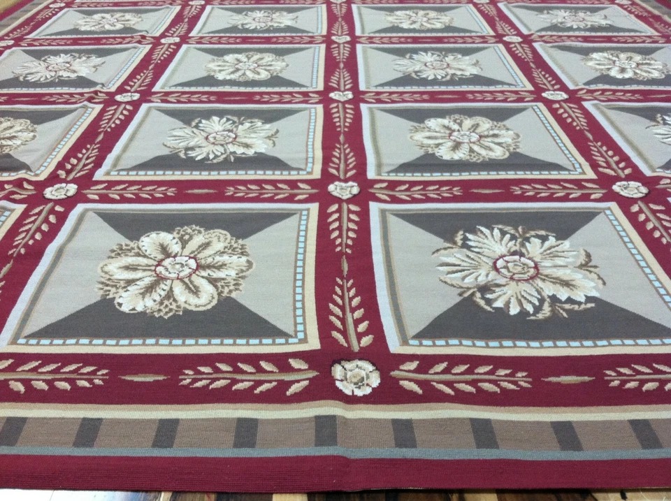 9' X 12' Hand Made English Aubusson Savonnerie Design Needle point wool Area rug