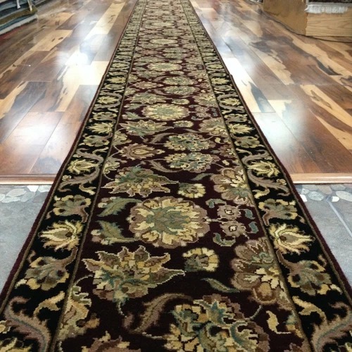 2x19 Vintage Hand Knotted Wool Runner Oriental Rug Indo Agra Hallway Area Rug