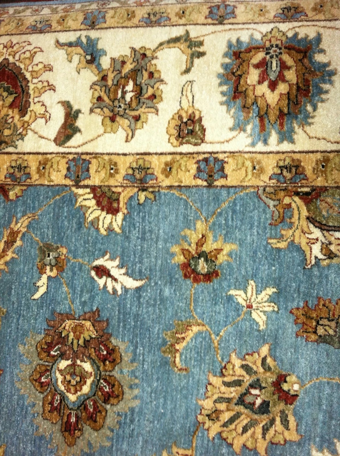 Pak Peshawar 10x14 Hand Knotted Wool Rug Blue Ivory Oriental Area Carpet