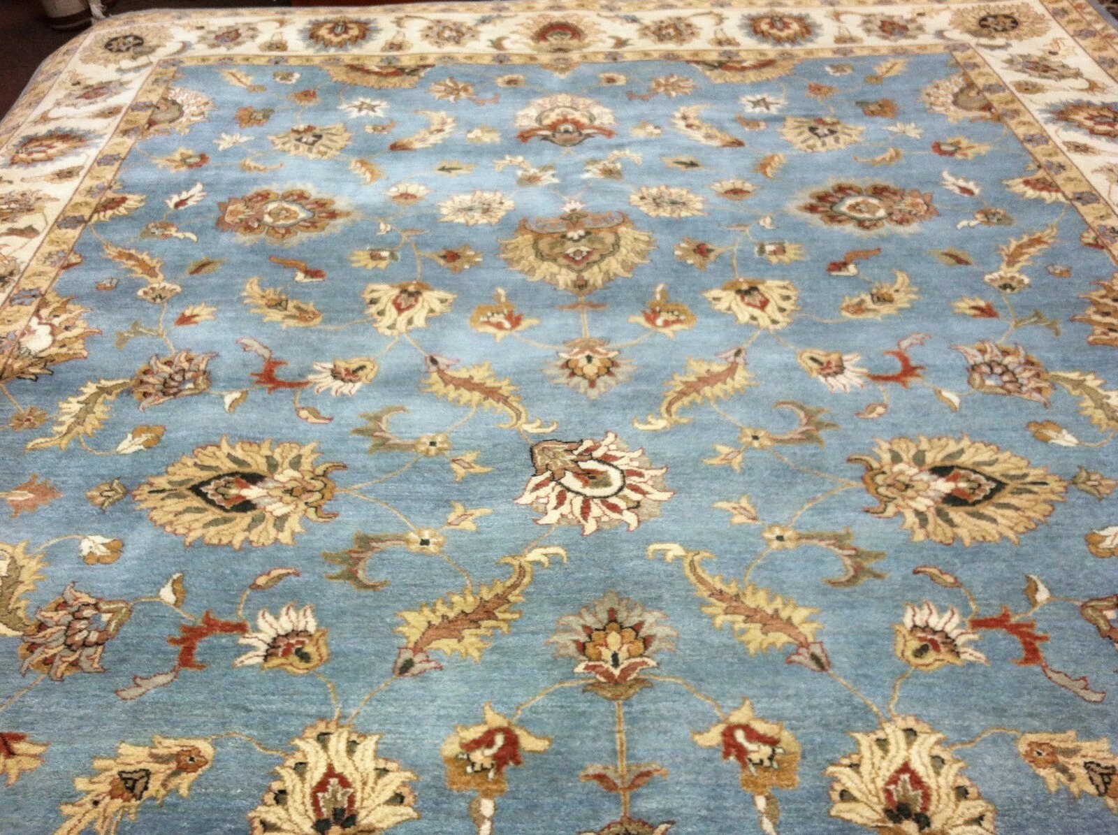 Pak Peshawar 10x14 Hand Knotted Wool Rug Blue Ivory Oriental Area Carpet