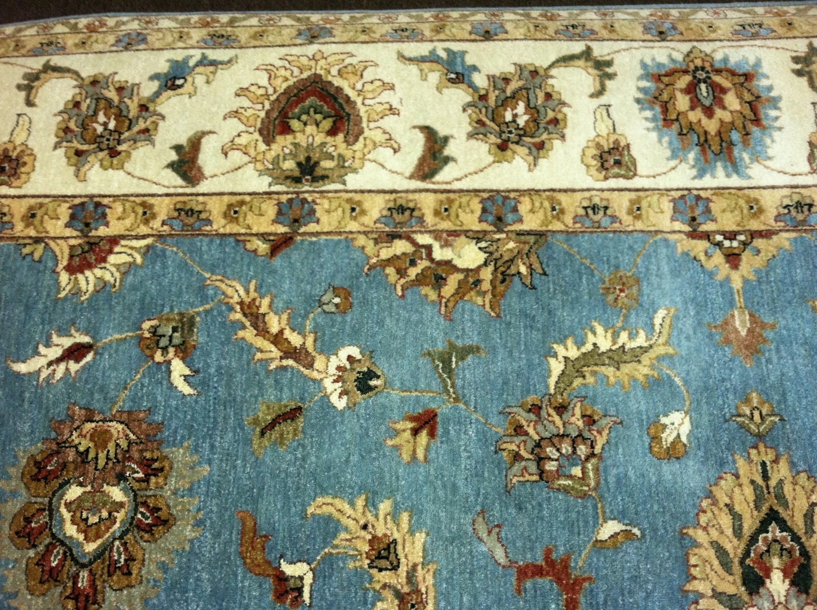 Pak Peshawar 10x14 Hand Knotted Wool Rug Blue Ivory Oriental Area Carpet