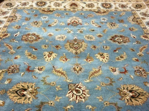 Pak Peshawar 10x14 Hand Knotted Wool Rug Blue Ivory Oriental Area Carpet