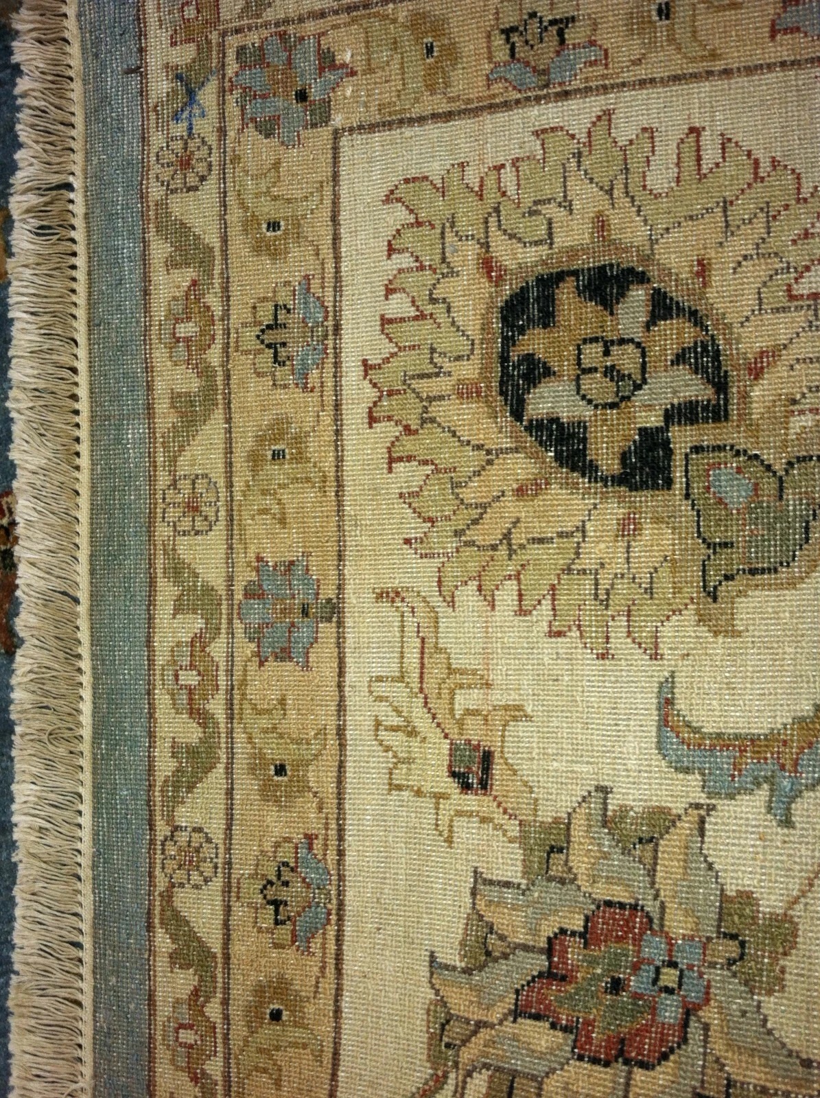 Pak Peshawar 10x14 Hand Knotted Wool Rug Blue Ivory Oriental Area Carpet