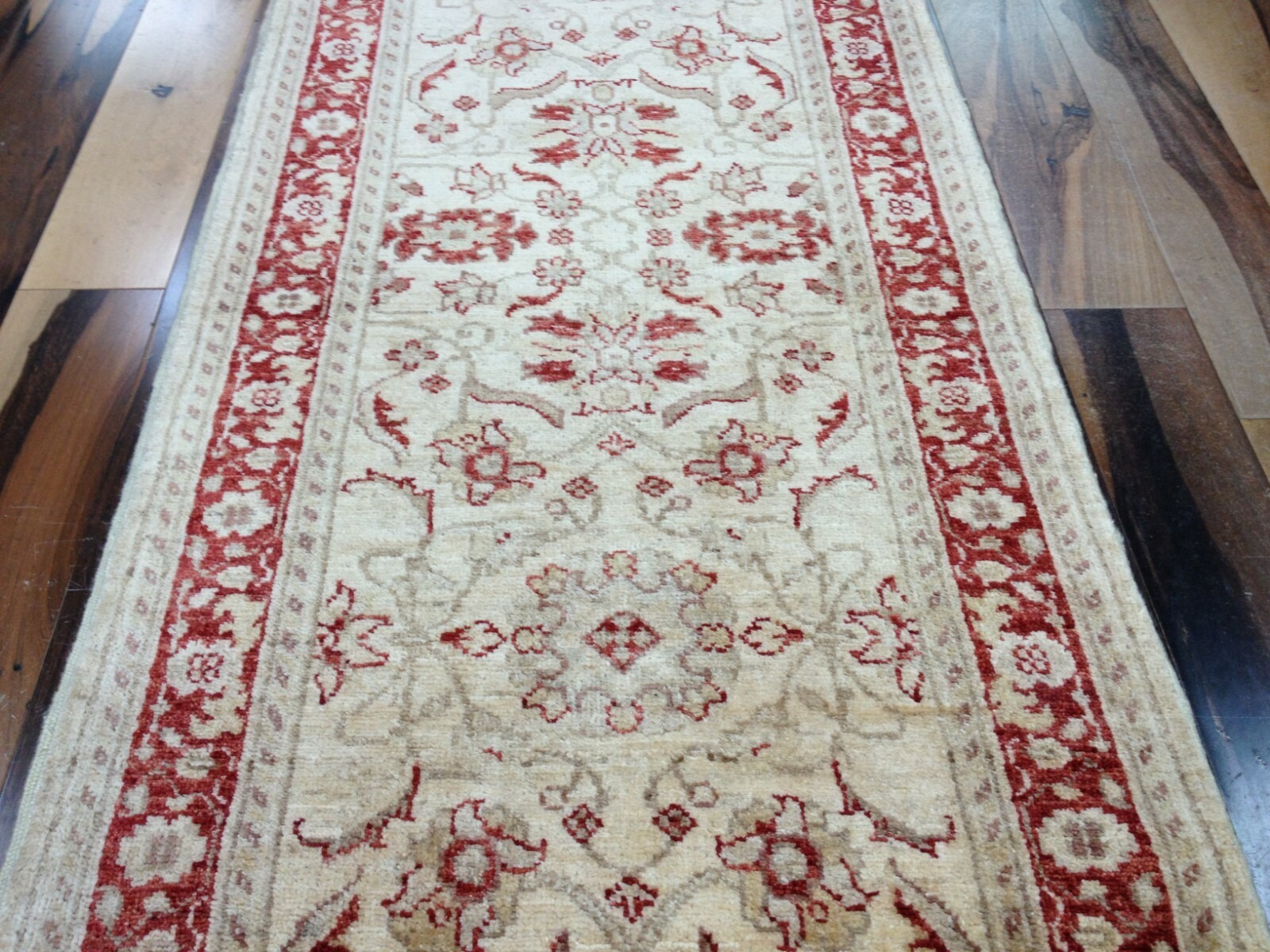 Pak Peshawar 2.7x13.7 Hand Knotted Wool Runner Beige Oriental Area Rug