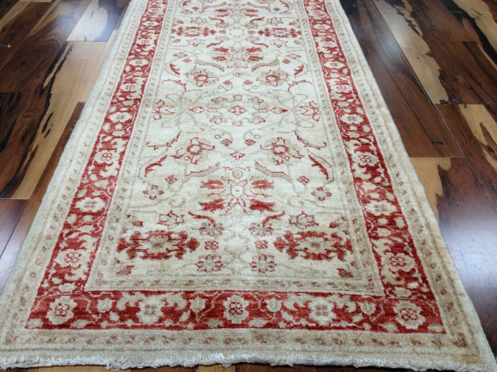 Pak Peshawar 2.7x13.7 Hand Knotted Wool Runner Beige Oriental Area Rug