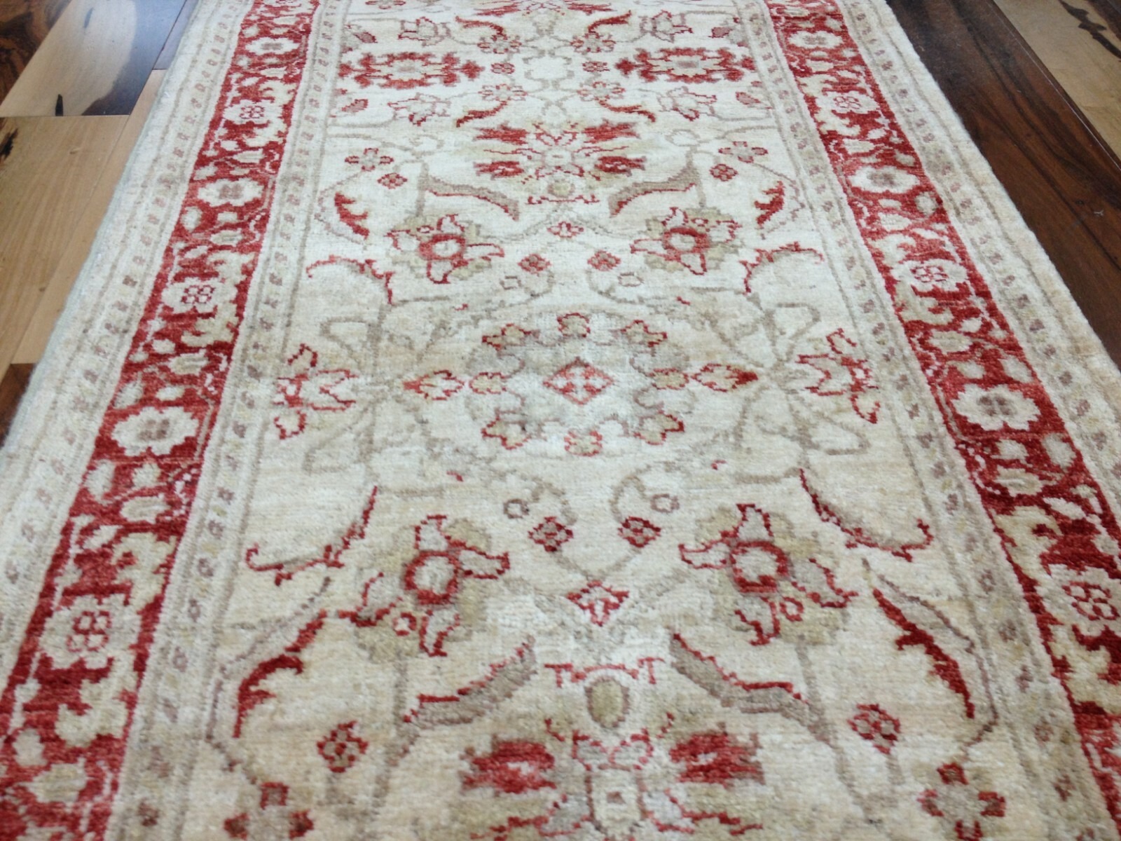 Pak Peshawar 2.7x13.7 Hand Knotted Wool Runner Beige Oriental Area Rug