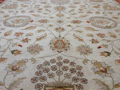 8x10 Ivory & Rust Hand Knotted Wool Area Rug Floral Oriental