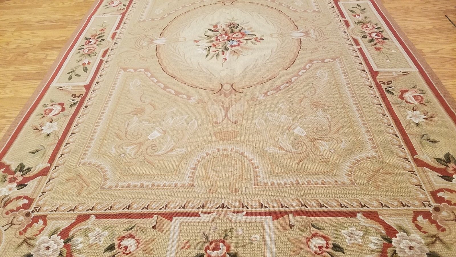 6 x 9 Hand woven French Needlepoint Portuguese Aubusson 100% wool Area rug