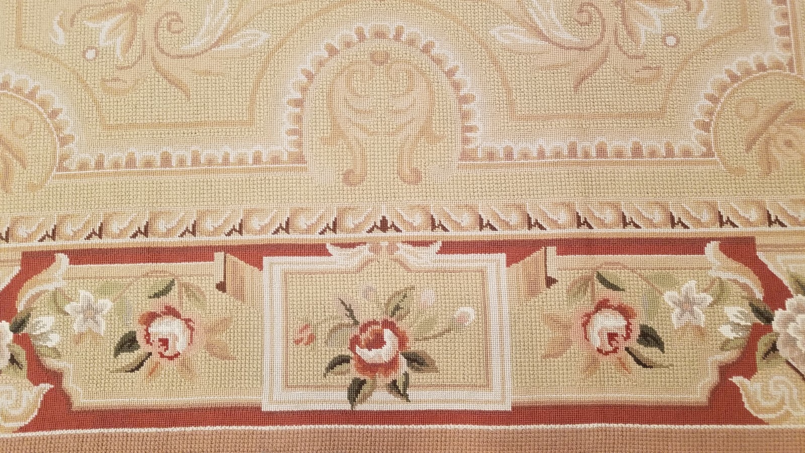 6 x 9 Hand woven French Needlepoint Portuguese Aubusson 100% wool Area rug