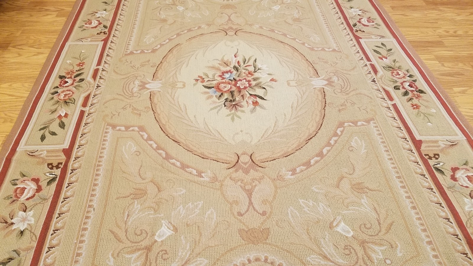 6 x 9 Hand woven French Needlepoint Portuguese Aubusson 100% wool Area rug