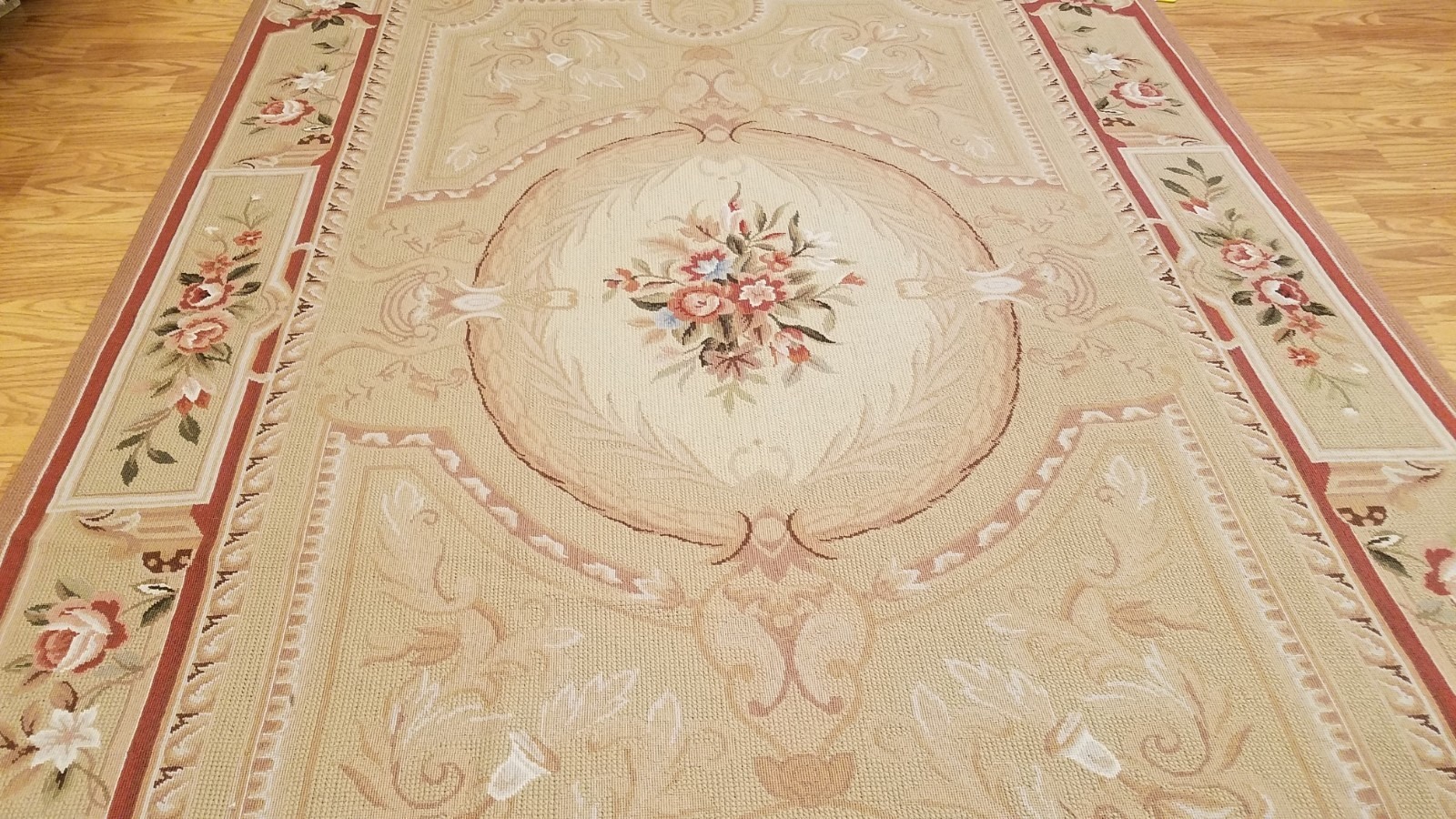 6 x 9 Hand woven French Needlepoint Portuguese Aubusson 100% wool Area rug