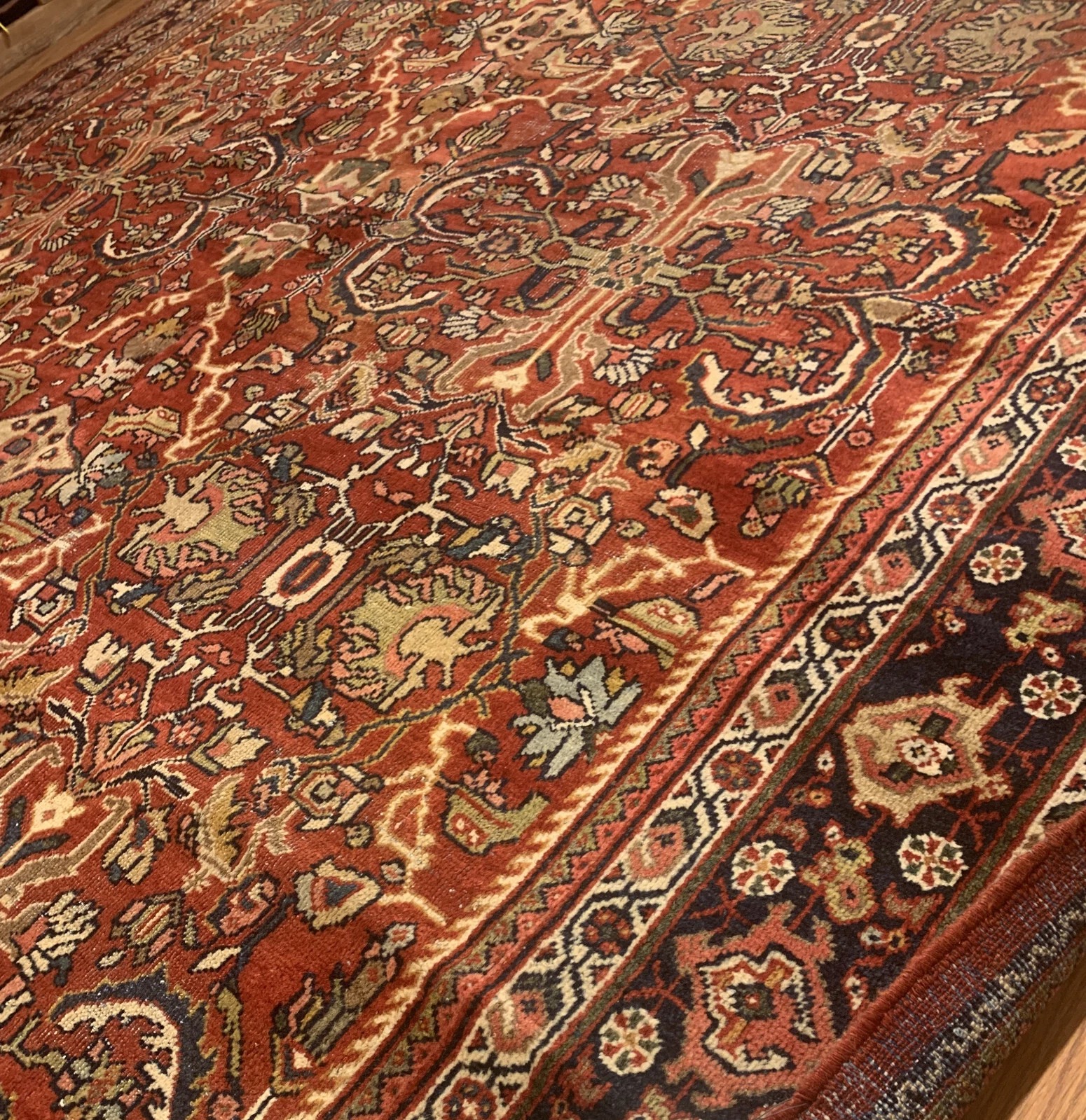 10.3 x 17.5 Antique Mahaal Hand Knotted 100% Wool Rug