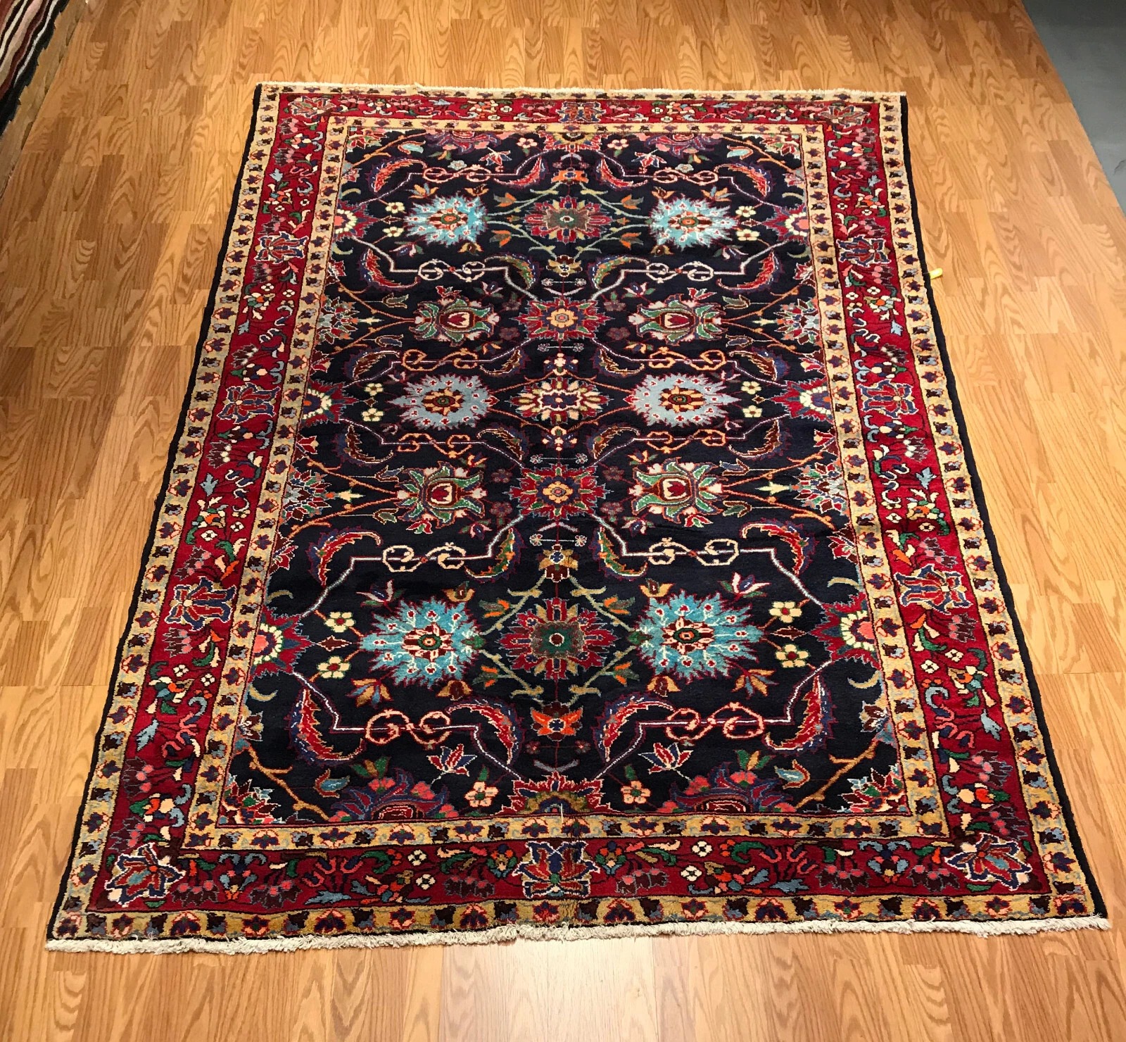 6.9 x 10.4 Vintage 100% Wool Hand Knotted Area Rug