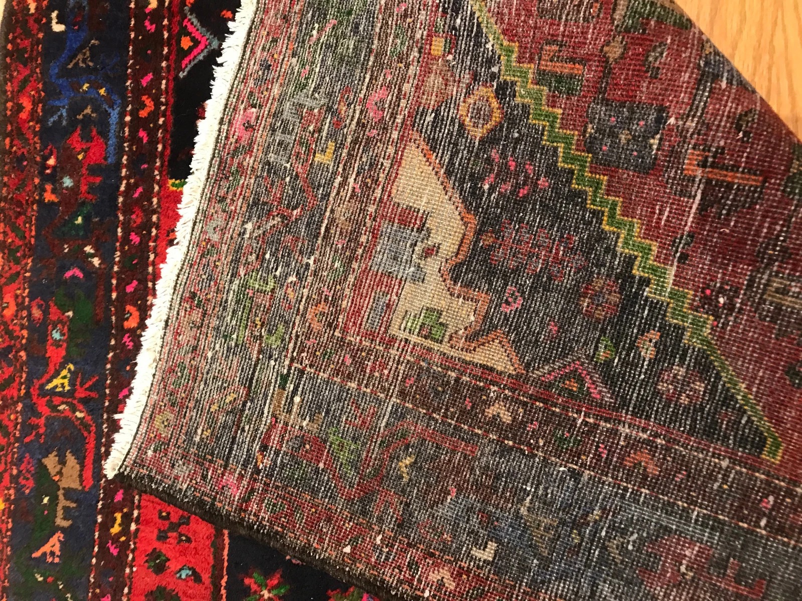 4.3 x 6.3 Vintage Tribal 100% Wool Hand Knotted Vegetable Dye Area Rug