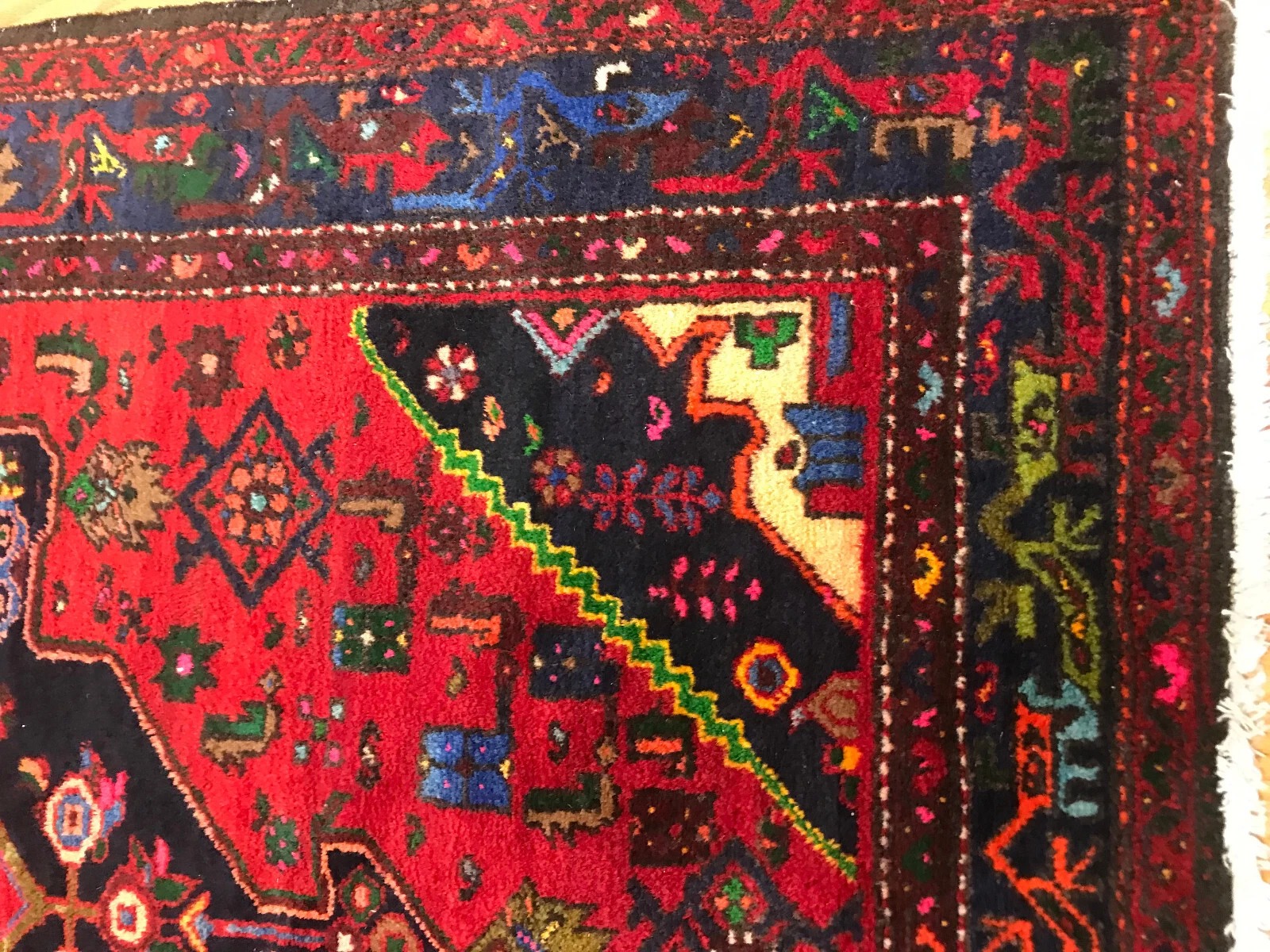 4.3 x 6.3 Vintage Tribal 100% Wool Hand Knotted Vegetable Dye Area Rug