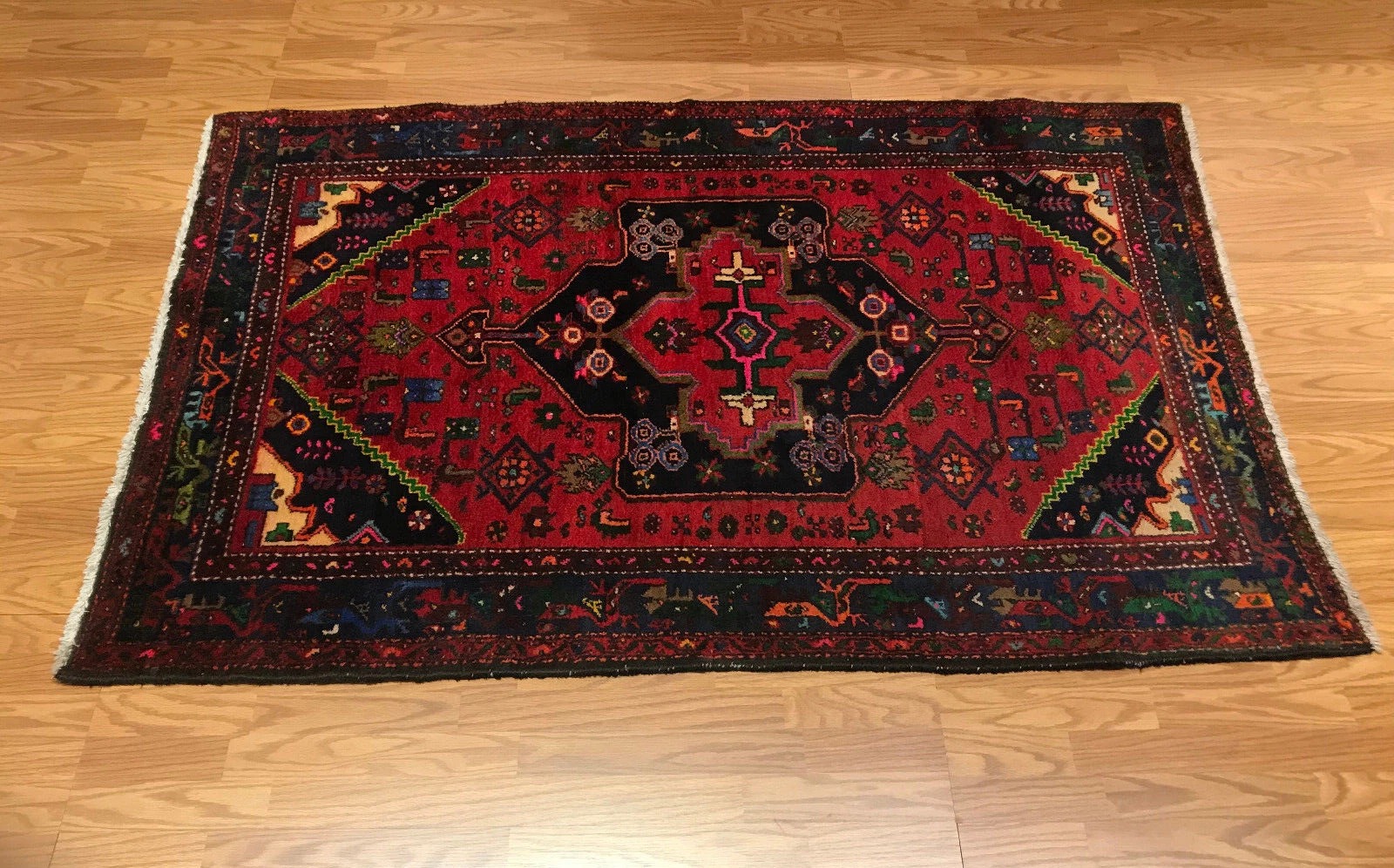 4.3 x 6.3 Vintage Tribal 100% Wool Hand Knotted Vegetable Dye Area Rug