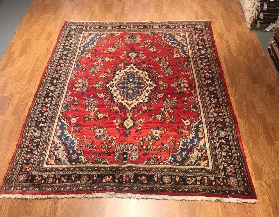 7.2 x 10 Vintage 100% Wool Hand Knotted Area Rug TD0021 Montaage Inc. 7.2 x 10 Vintage 100% Wool Hand Knotted Area Rug TD0021 Montaage Inc.