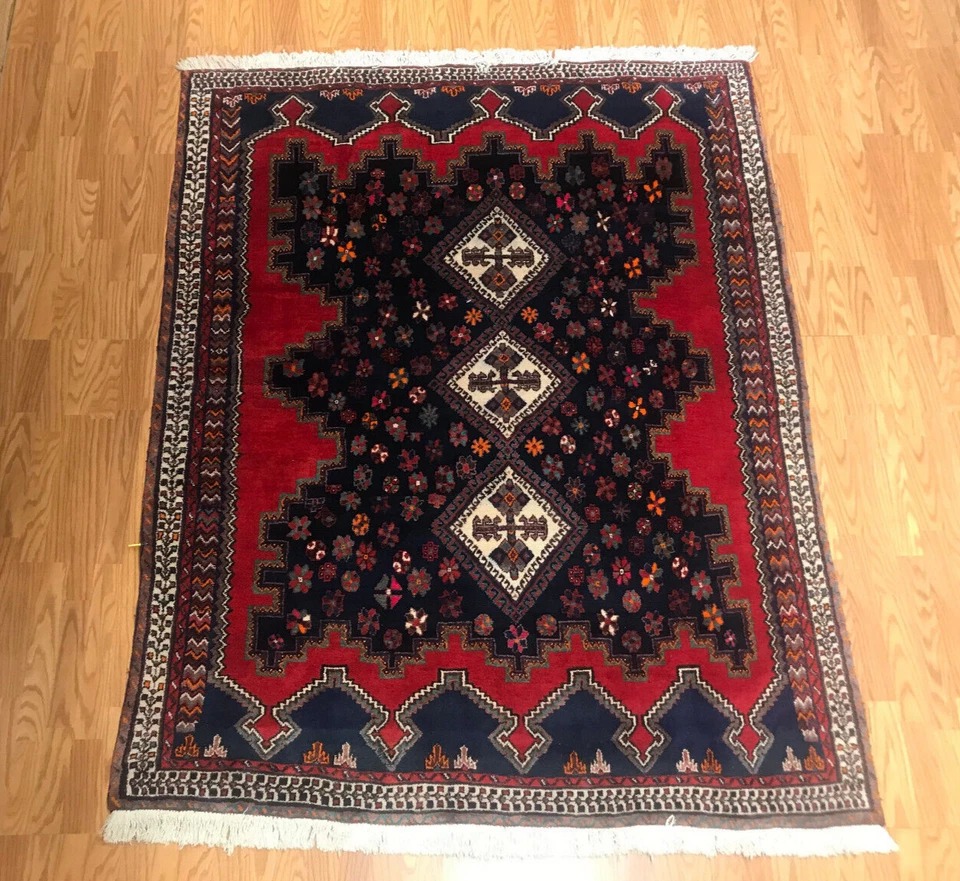 5.2 x 7 Vintage 100%Wool Hand Knotted Area Rug