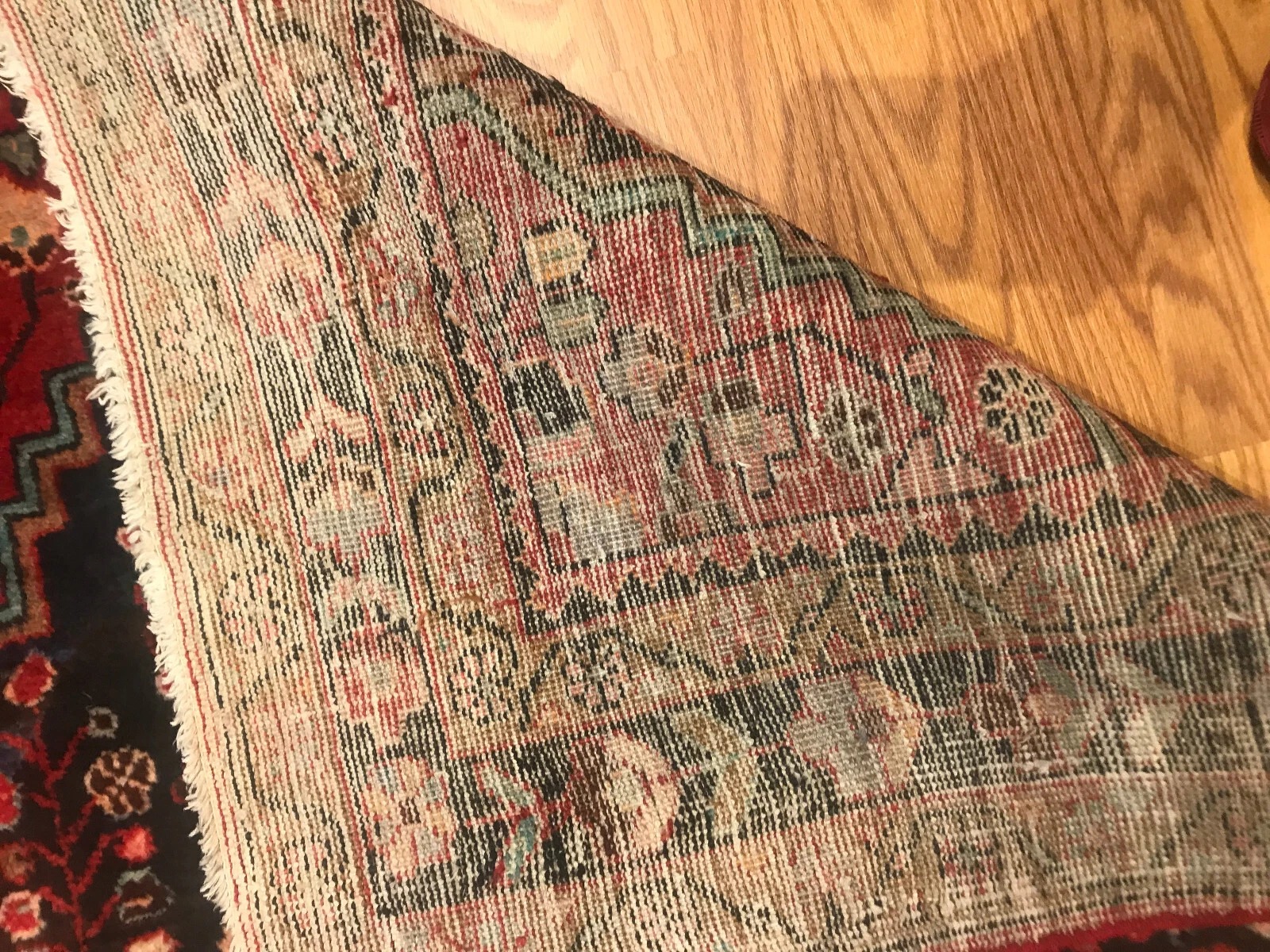 4.1 x 6.5 Vintage 100%Wool Hand Knotted Area Rug