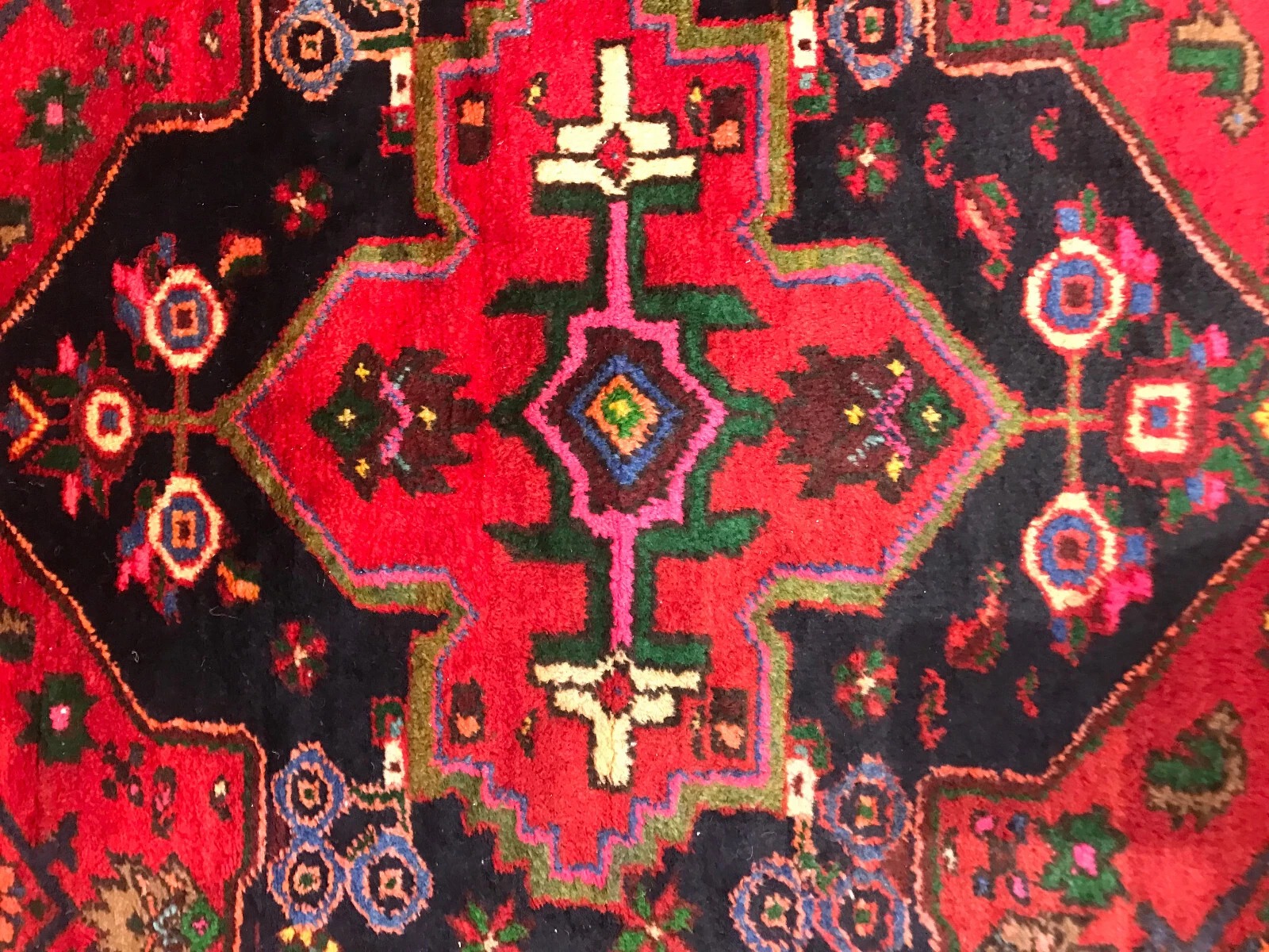 4.3 x 6.3 ft Vintage Tribal Geometric 100% Wool Hand Knotted Vegetable Dye Rug