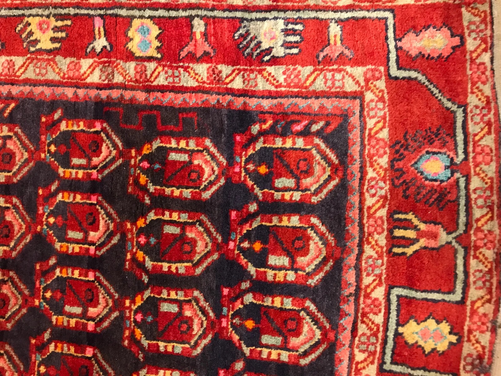4.6 x 7 ft Vintage Tribal Geometric 100% Wool Hand Knotted Vegetable Dye Rug