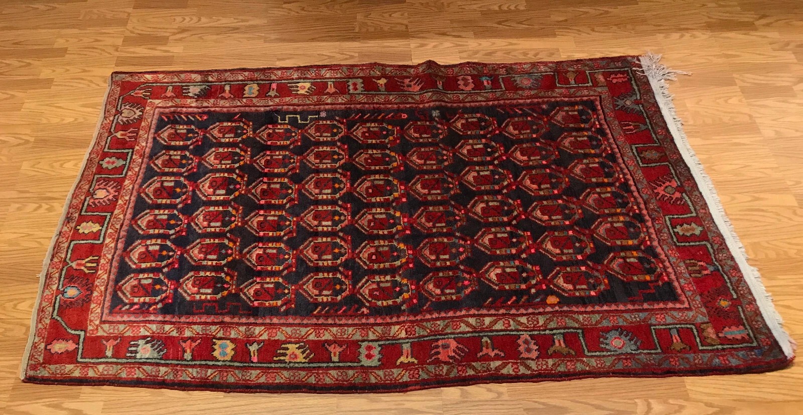 4.6 x 7 ft Vintage Tribal Geometric 100% Wool Hand Knotted Vegetable Dye Rug