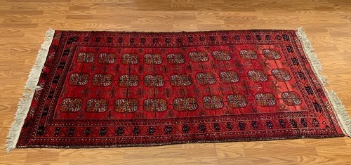 3.11 x 7.1 Vintage Tribal Geometric Red 100% Wool Vegetable Dye Rug