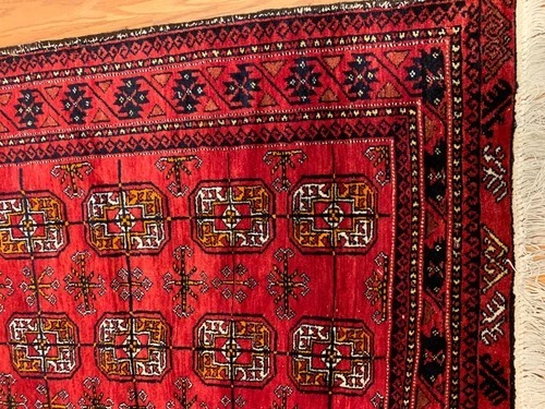 3.11 x 7.1 Vintage Tribal Geometric Red 100% Wool Vegetable Dye Rug