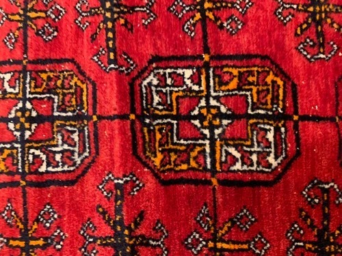 3.11 x 7.1 Vintage Tribal Geometric Red 100% Wool Vegetable Dye Rug