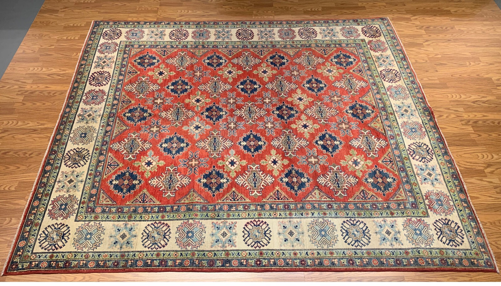 8 x 10 Kazak Hand Knotted 100% Wool Area Rug