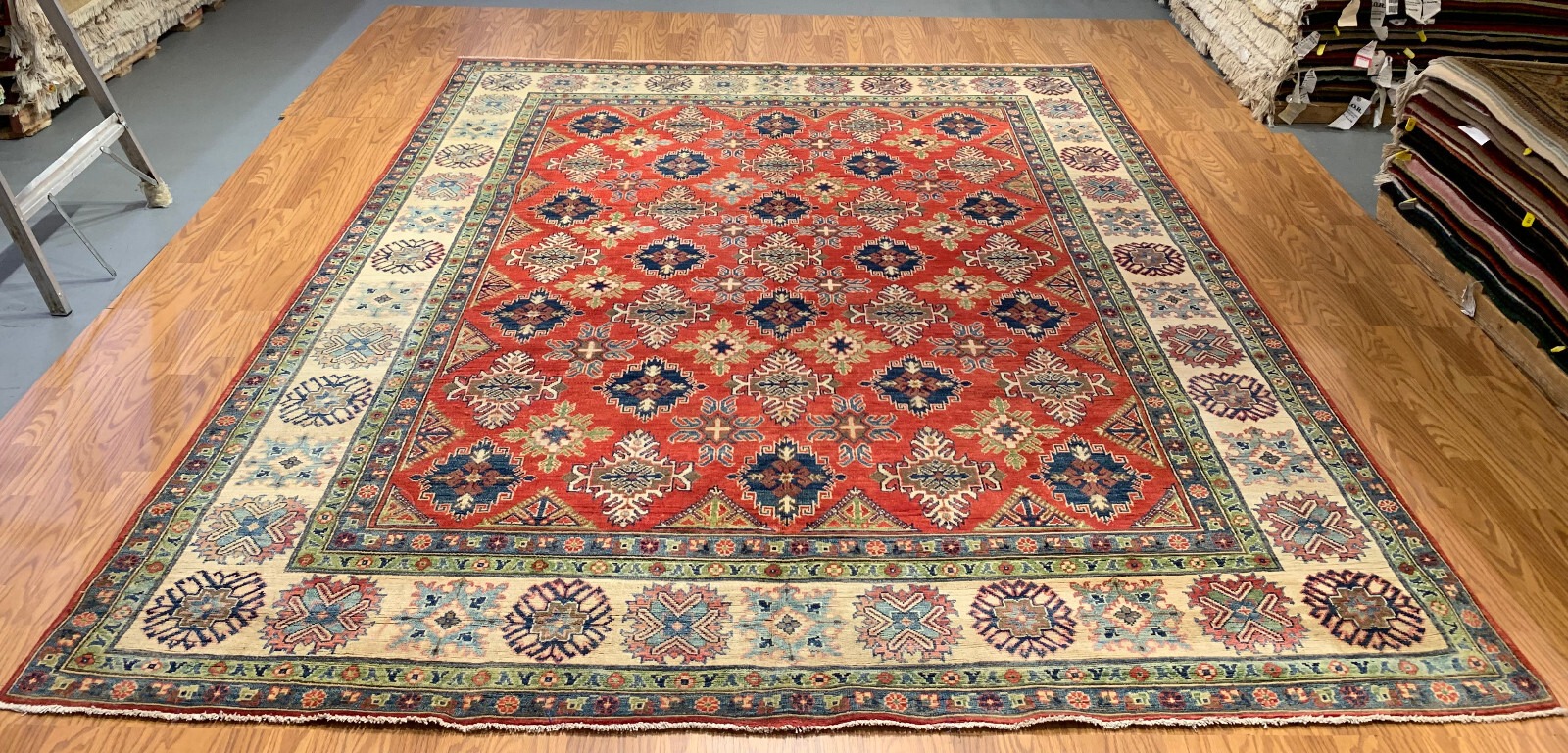8 x 10 Kazak Hand Knotted 100% Wool Area Rug