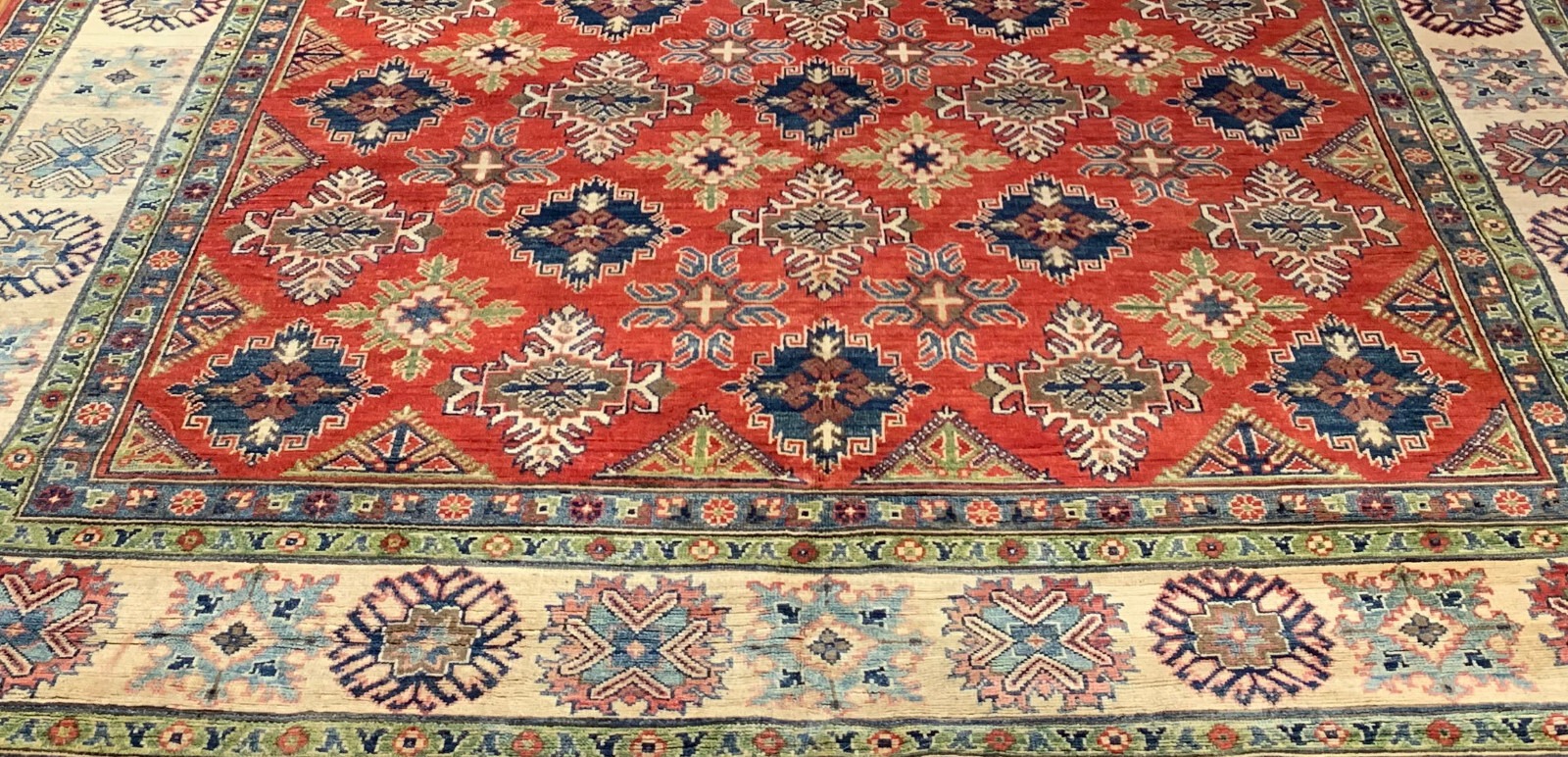 8 x 10 Kazak Hand Knotted 100% Wool Area Rug