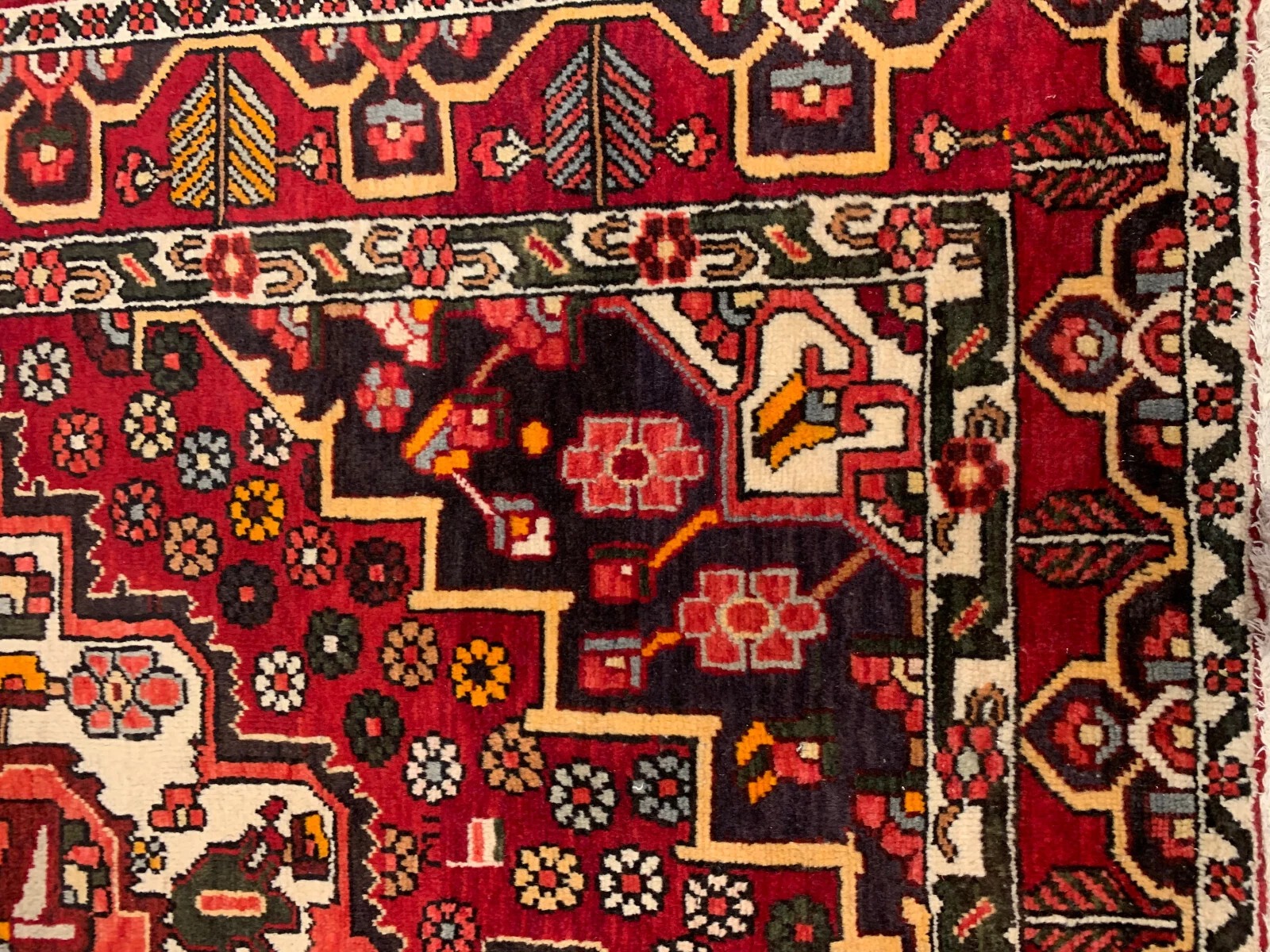 5.3 x 6.11 Vintage Tribal Geometric Rust 100% Wool Vegetable Dye Rug
