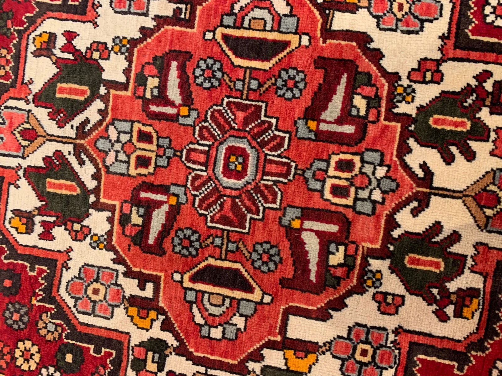 5.3 x 6.11 Vintage Tribal Geometric Rust 100% Wool Vegetable Dye Rug