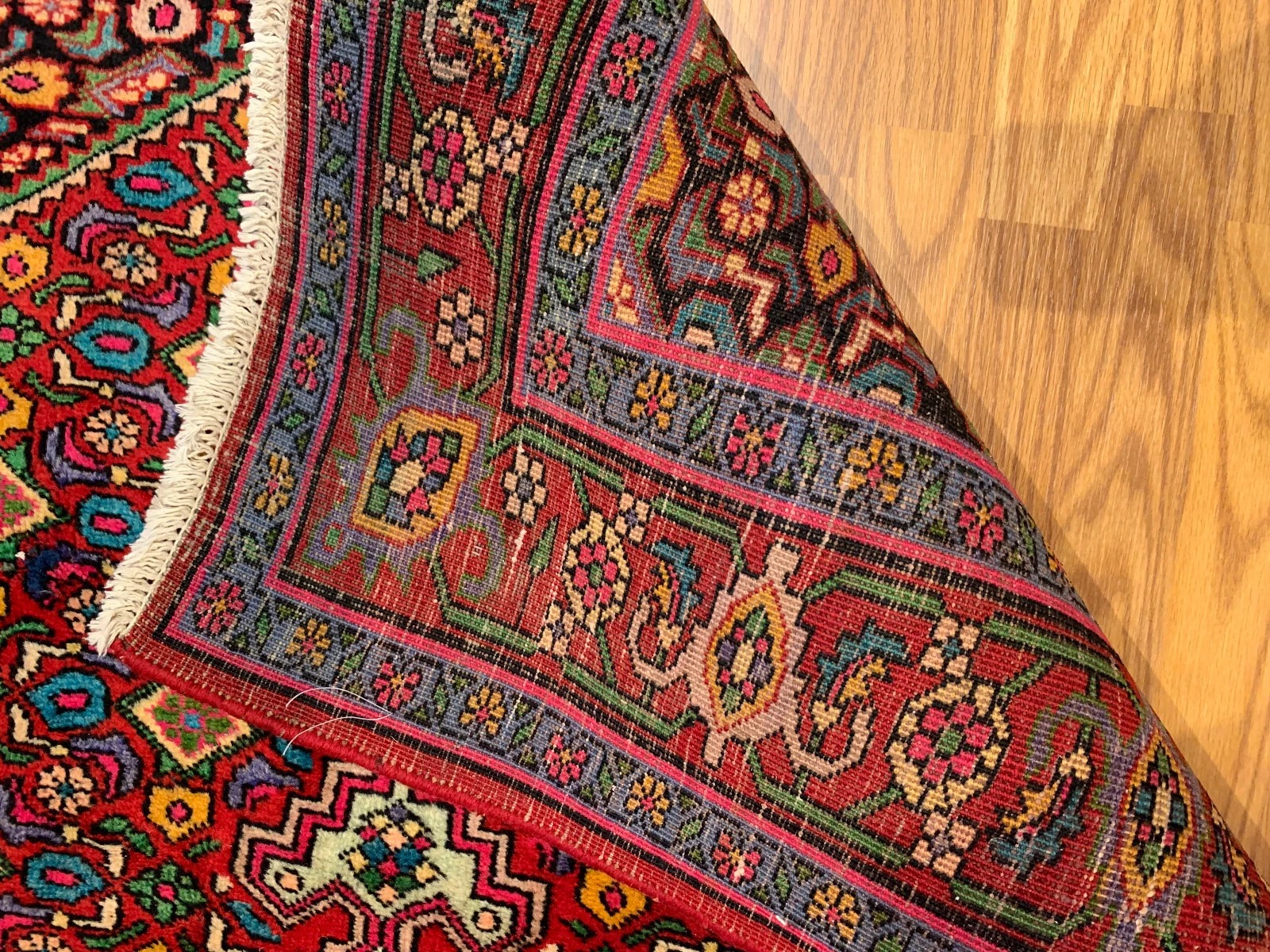 4 x 6.9 Vintage Tribal Geometric Red 100% Wool Vegetable Dye Rug