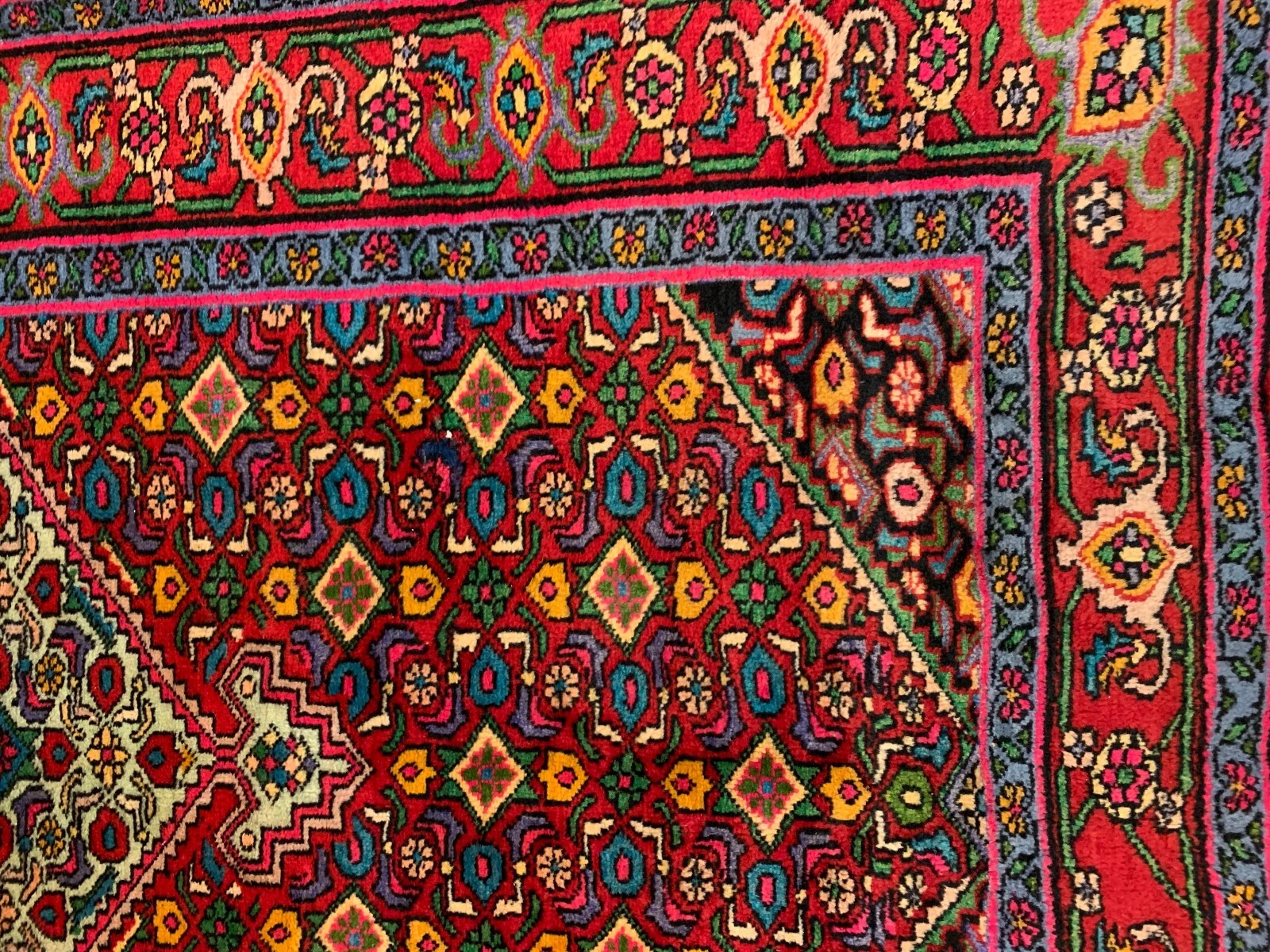 4 x 6.9 Vintage Tribal Geometric Red 100% Wool Vegetable Dye Rug