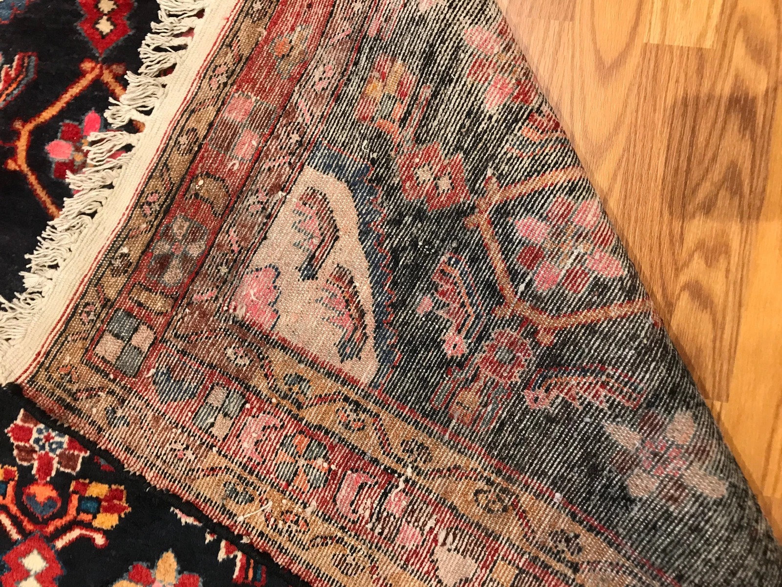 4.10 x 6.9 Vintage Tribal Geometric Navy 100% Wool Vegetable Dye Rug