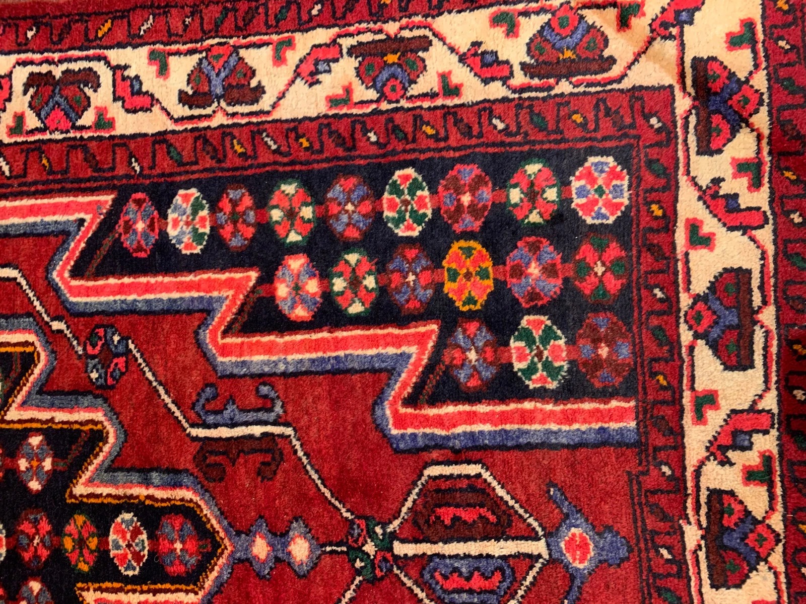 4.2 x 6.8 Vintage Tribal Red 100% Wool Hand Made Rug Vegetable Dye