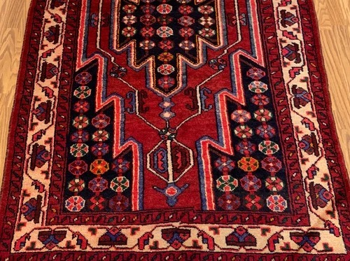 4.2 x 6.8 Vintage Tribal Red 100% Wool Hand Made Rug Vegetable Dye