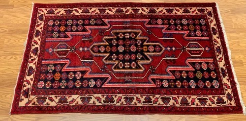4.2 x 6.8 Vintage Tribal Red 100% Wool Hand Made Rug Vegetable Dye