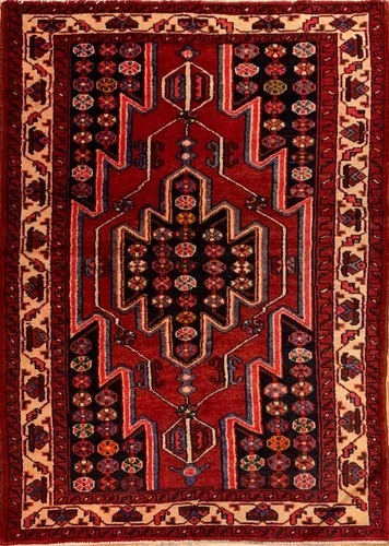 4.2 x 6.8 Vintage Tribal Red 100% Wool Hand Made Rug Vegetable Dye