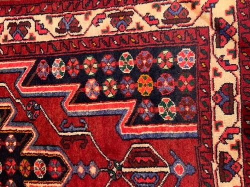 4.2 x 6.8 Vintage Tribal Red 100% Wool Hand Made Rug Vegetable Dye