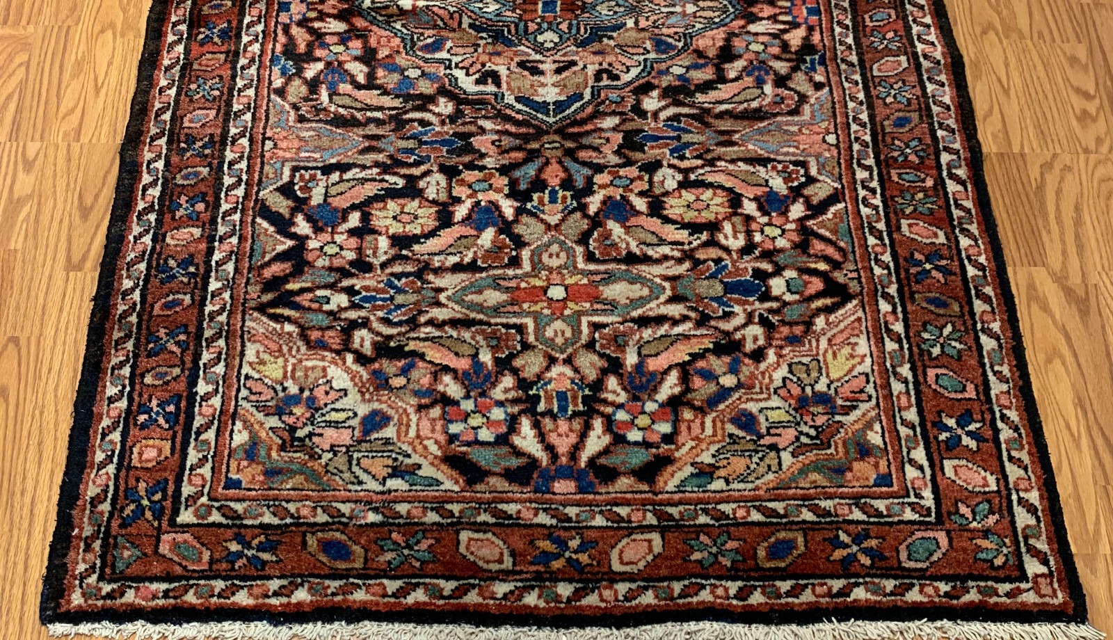 4.2 x 6.2 Vintage Tribal Black/Rust 100% Wool Hand Made Rug Vegetable Dye
