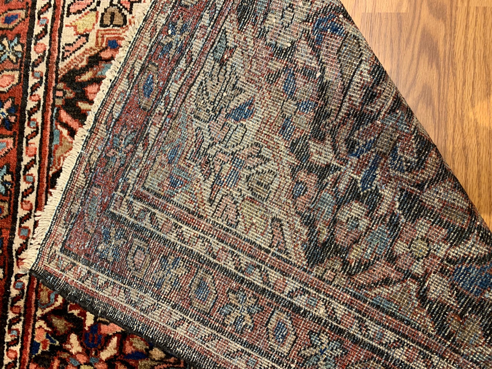 4.2 x 6.2 Vintage Tribal Black/Rust 100% Wool Hand Made Rug Vegetable Dye