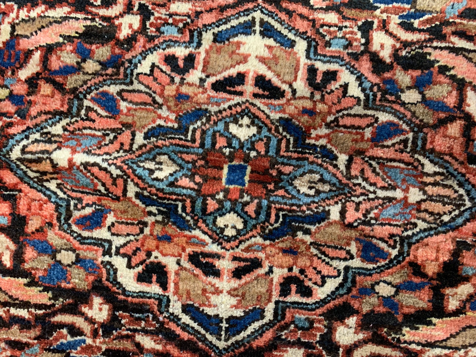 4.2 x 6.2 Vintage Tribal Black/Rust 100% Wool Hand Made Rug Vegetable Dye