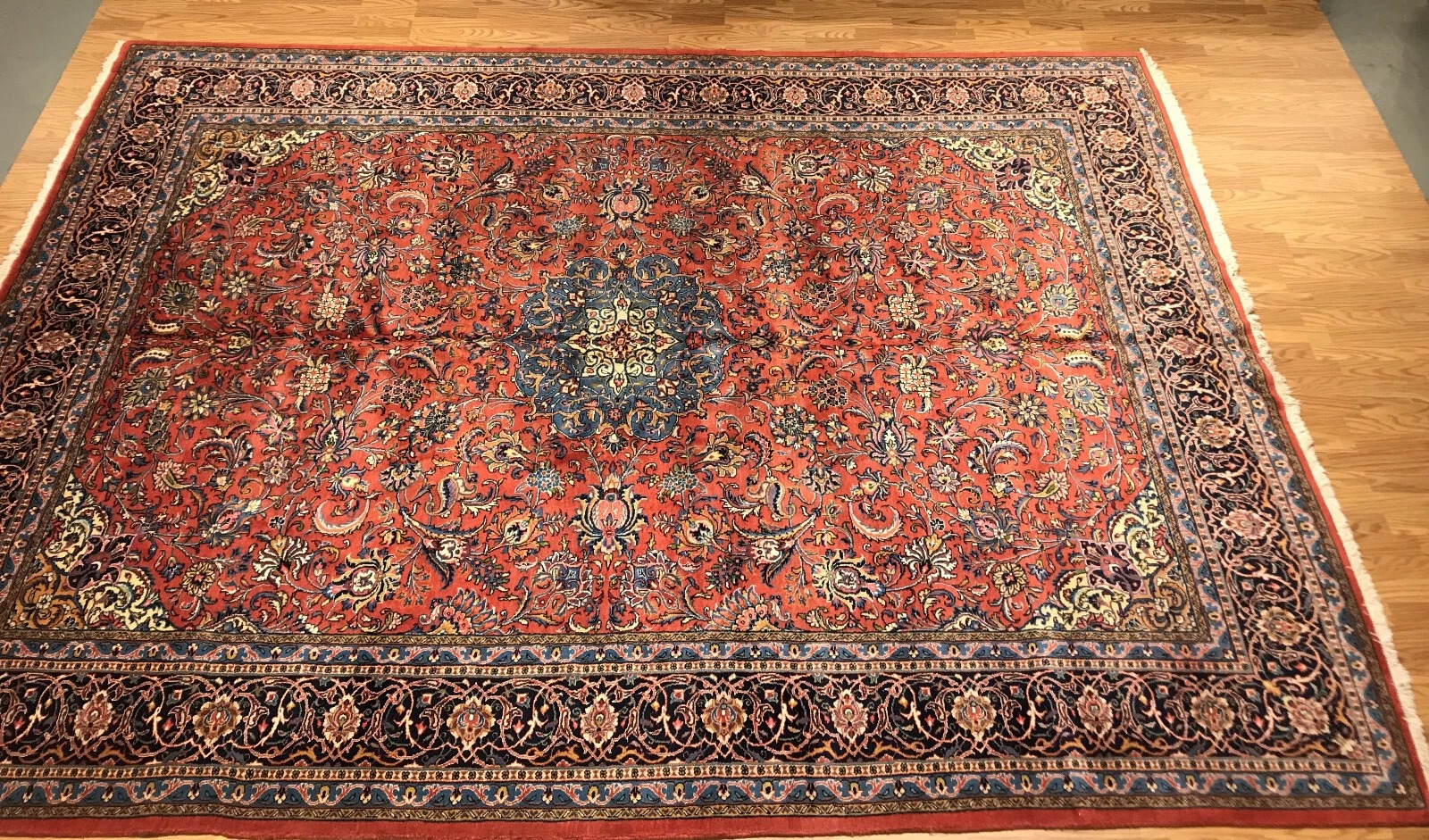 9.2 x 13 Semi Antique Sarough Hand Knotted 100% Wool Rug