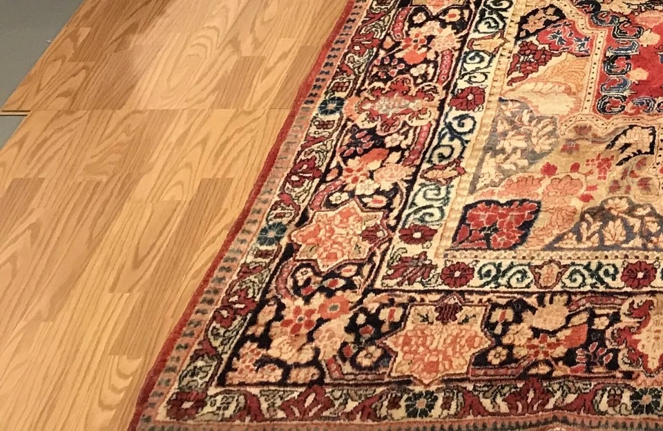 8.8 x 11.9 ft Antique Sarough Hand Knotted 100% Wool Area Rug Vegetable Dyes.