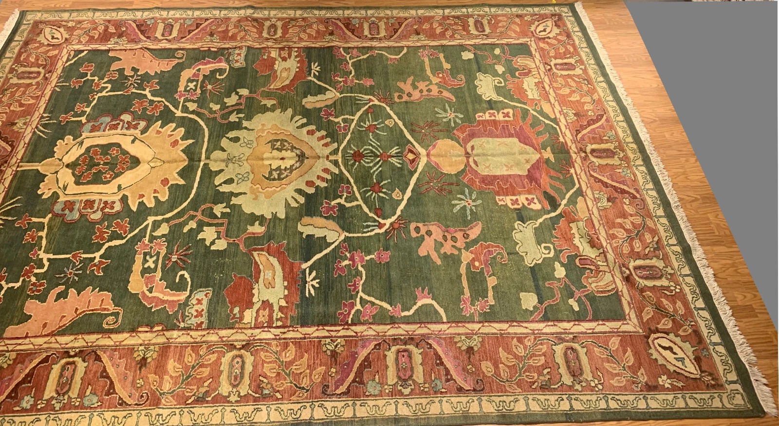9.8 x 14 Indo Oushak Vegetable dye 100% Wool Hand Knotted Rug