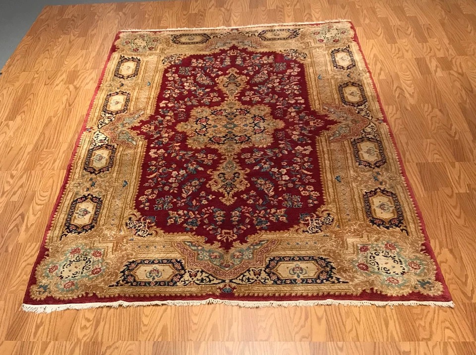 5.9 x 9.2 Vintage 100% Wool Hand Knotted Area Rug TR0062 Montaage Inc.