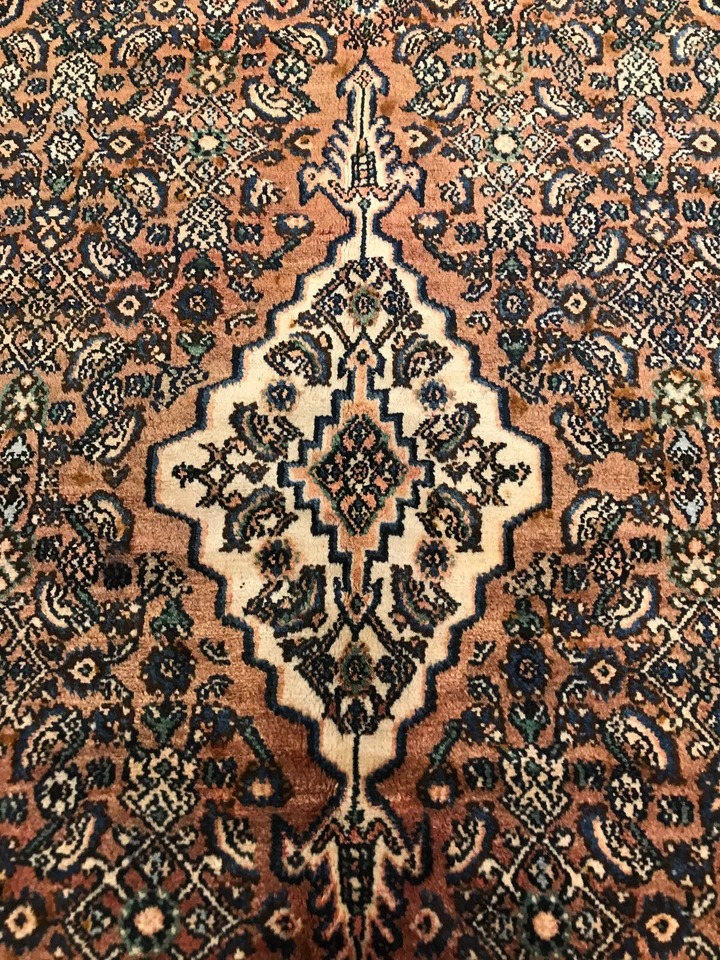 6.9 x 10 Vintage 100% Wool Hand Knotted Area Rug